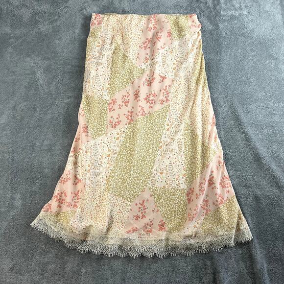 Loft Maxi Skirt Womens L Floral Patchwork Lace Trim Boho Cottagecore NWT - Picture 6 of 9